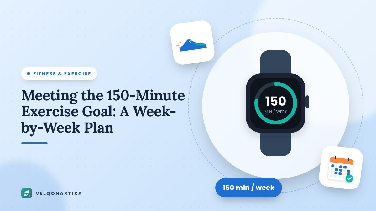 Illustration of a fitness watch showing a 150-minute weekly activity goal